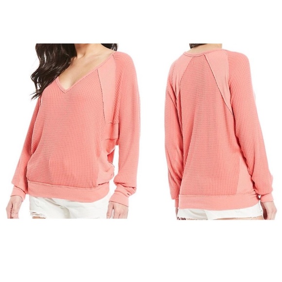 Free People Santa Clara Thermal Slouchy Top in Prairie Rose Size Large, OB967840 - Picture 10 of 16